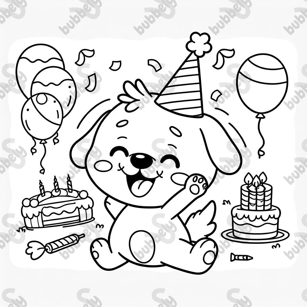 a dog celebrating his birthday with a hat on