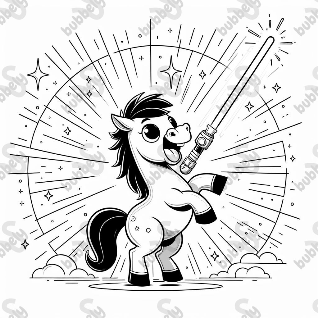 A horse with a lightsaber.
