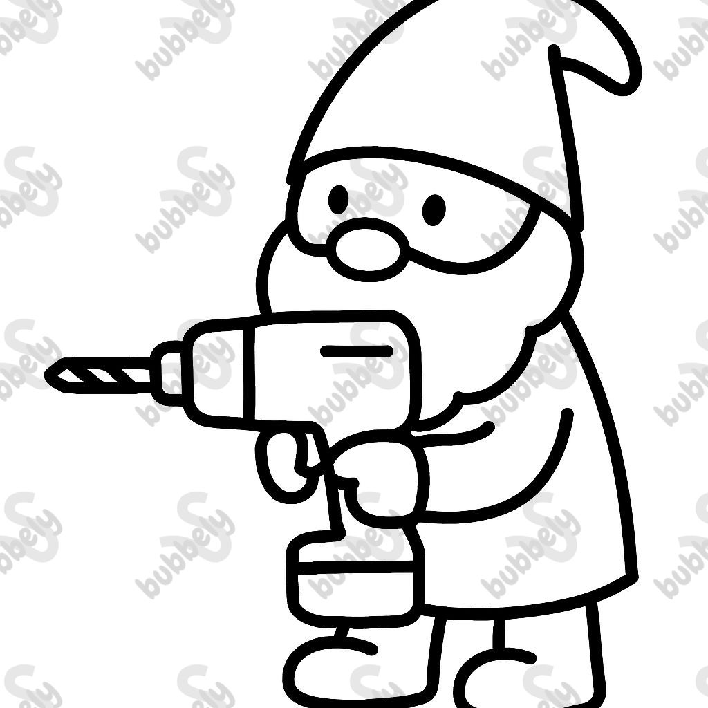 Un gnome avec une perceuse