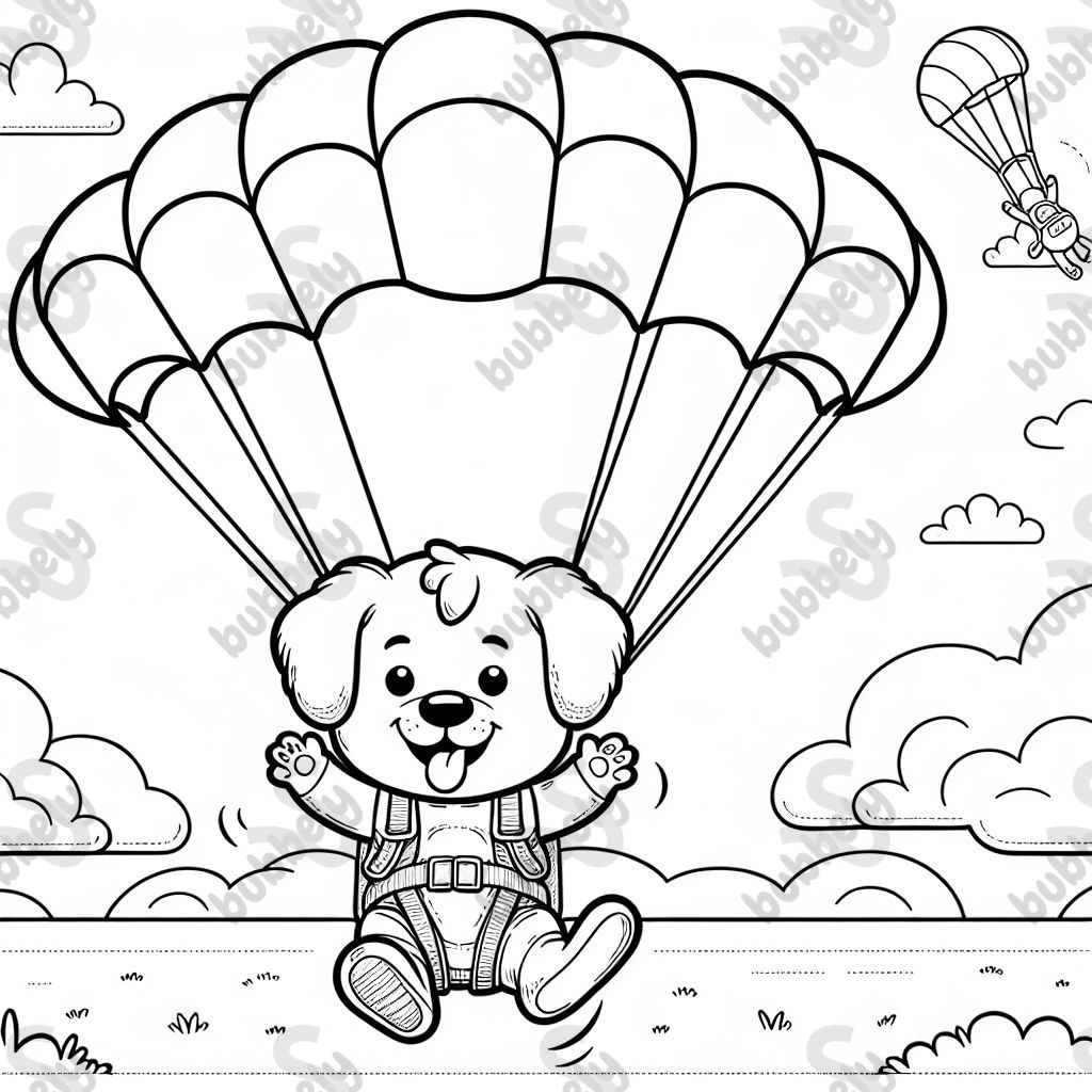 einen Hund, der Fallschirm springt