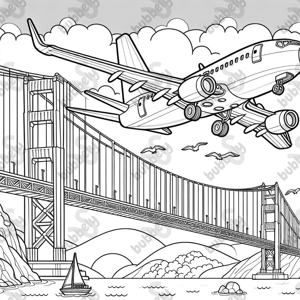 A Boeing 737 flying over San Francisco’s Golden Gate Bridge