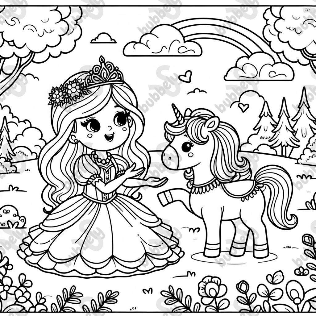eine Prinzessin mit einem kleinen Einhorn