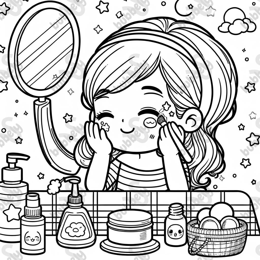 Girl using skin care