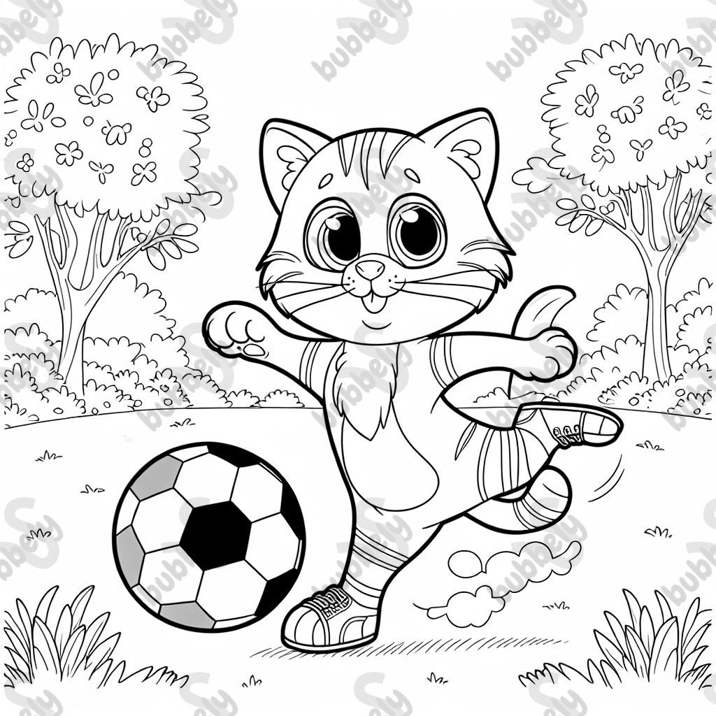 A soccer playing cat