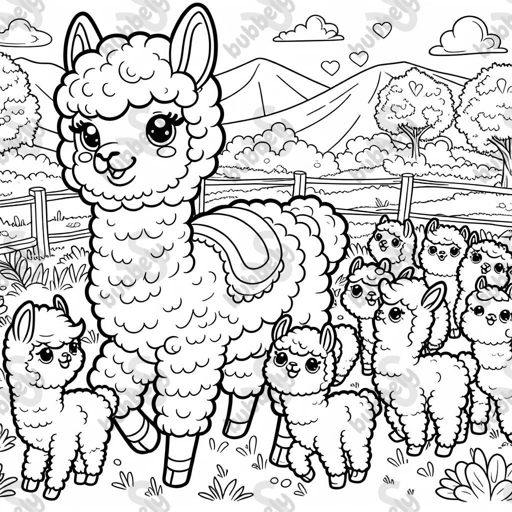 Mama Alpaca with several Baby Alpace