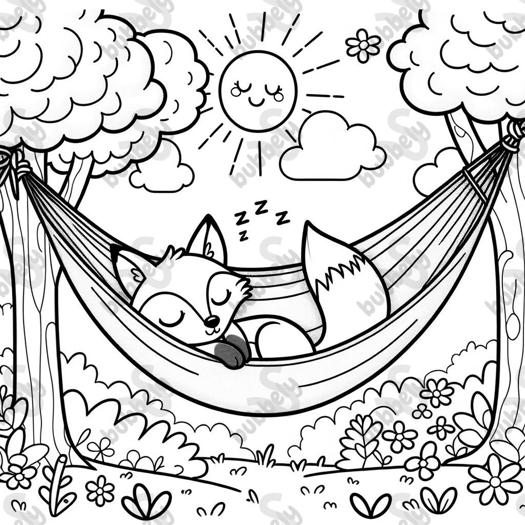 einen schlafenden Fuchs in der Hängematte