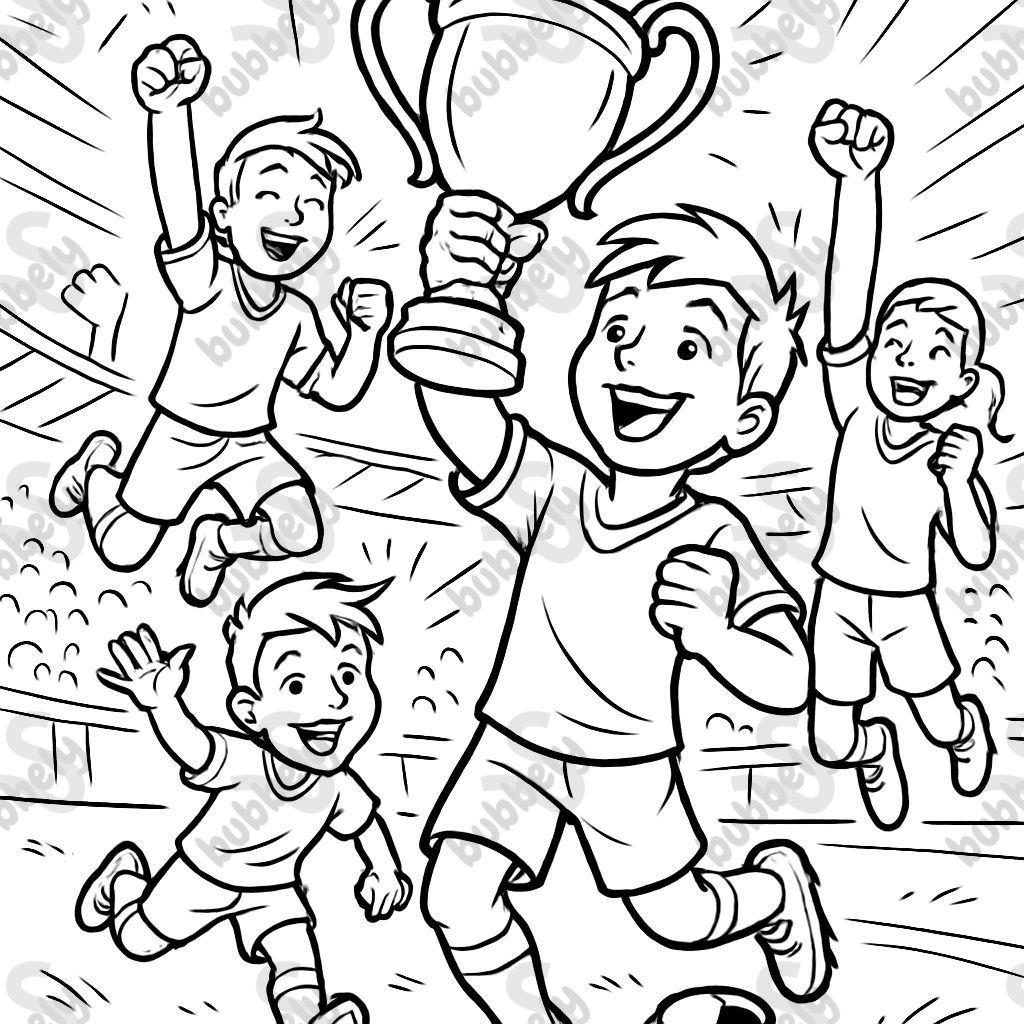 Football team with trophy