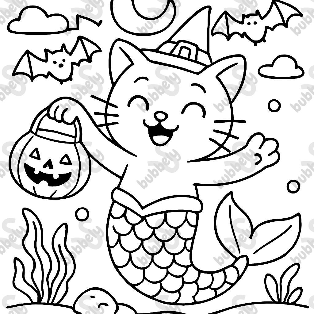 halloween mermaid cat