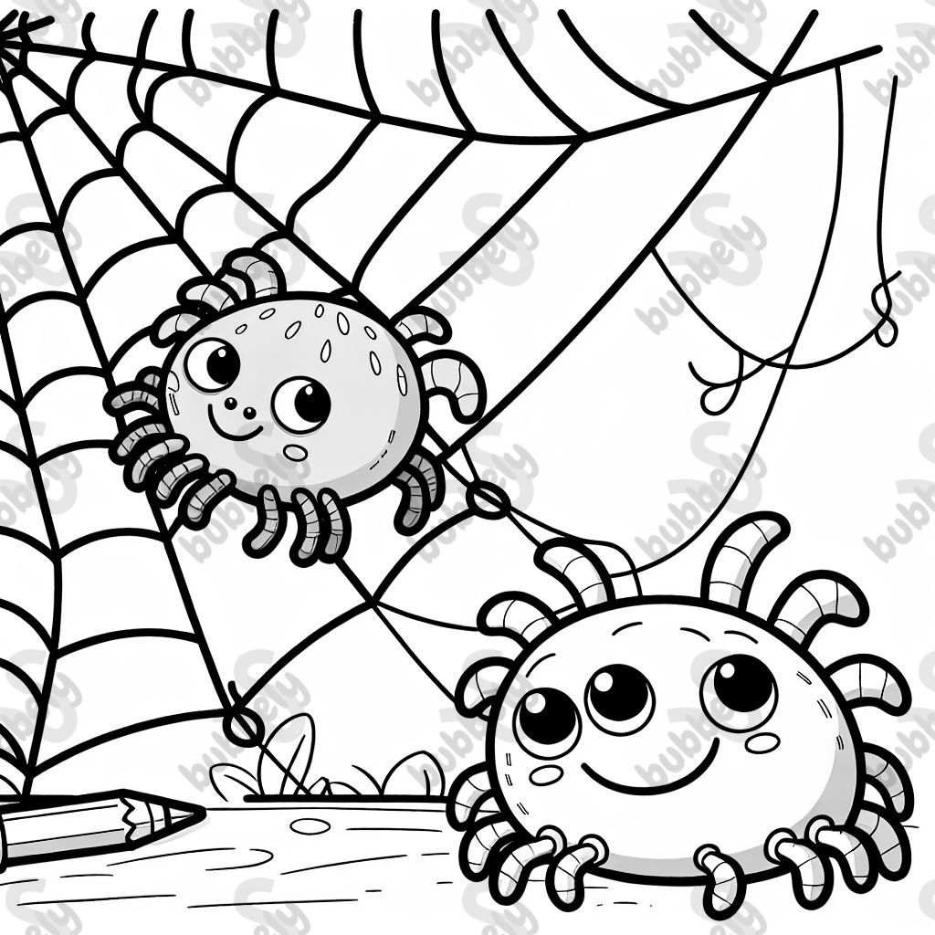 Zwei befreundete spinnen bauen ein netz