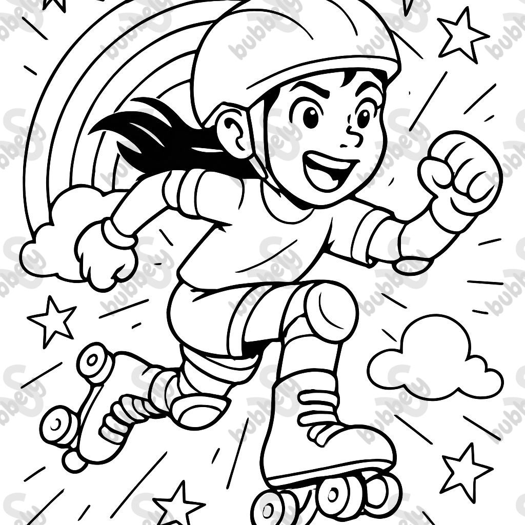 roller skate and rainbows