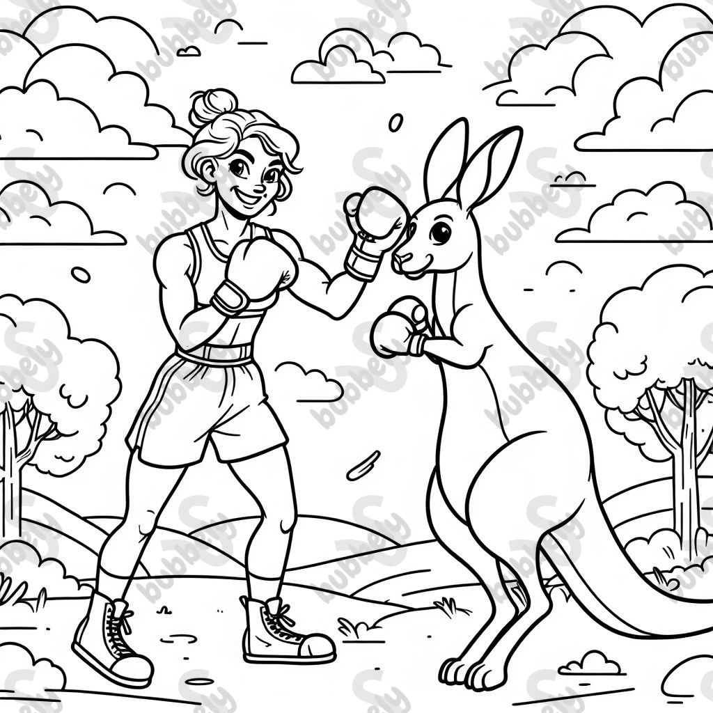 a boxer fighting a kangaroo