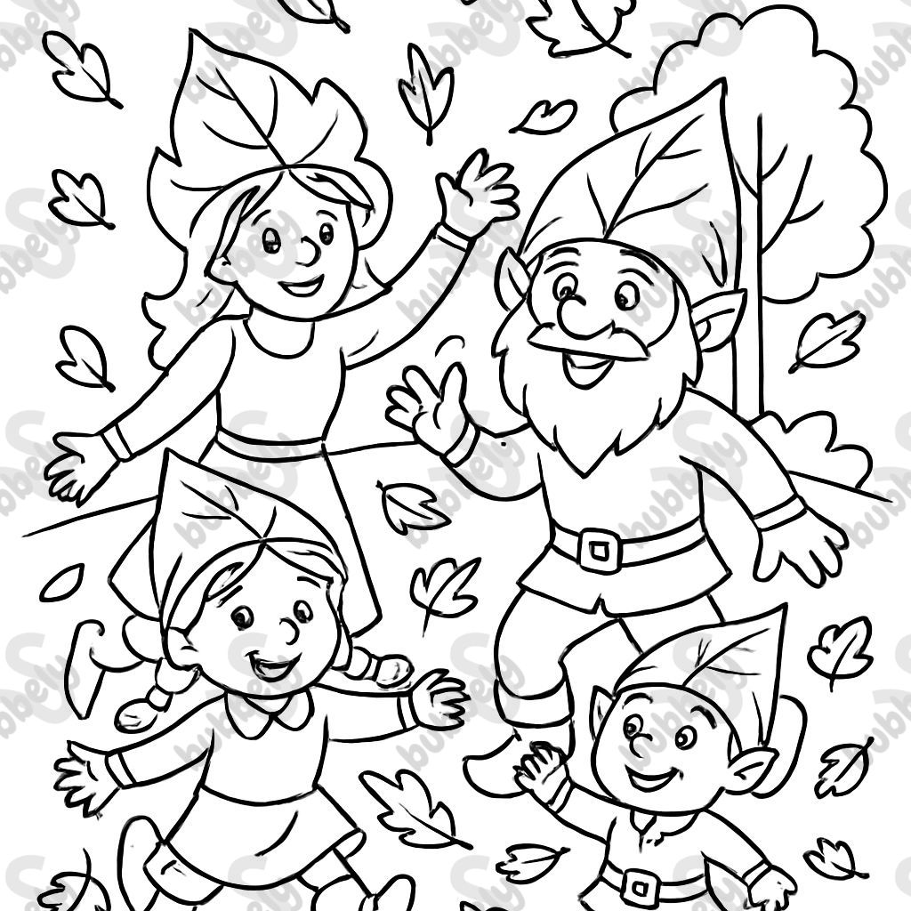 une famille de gnomes d'automne