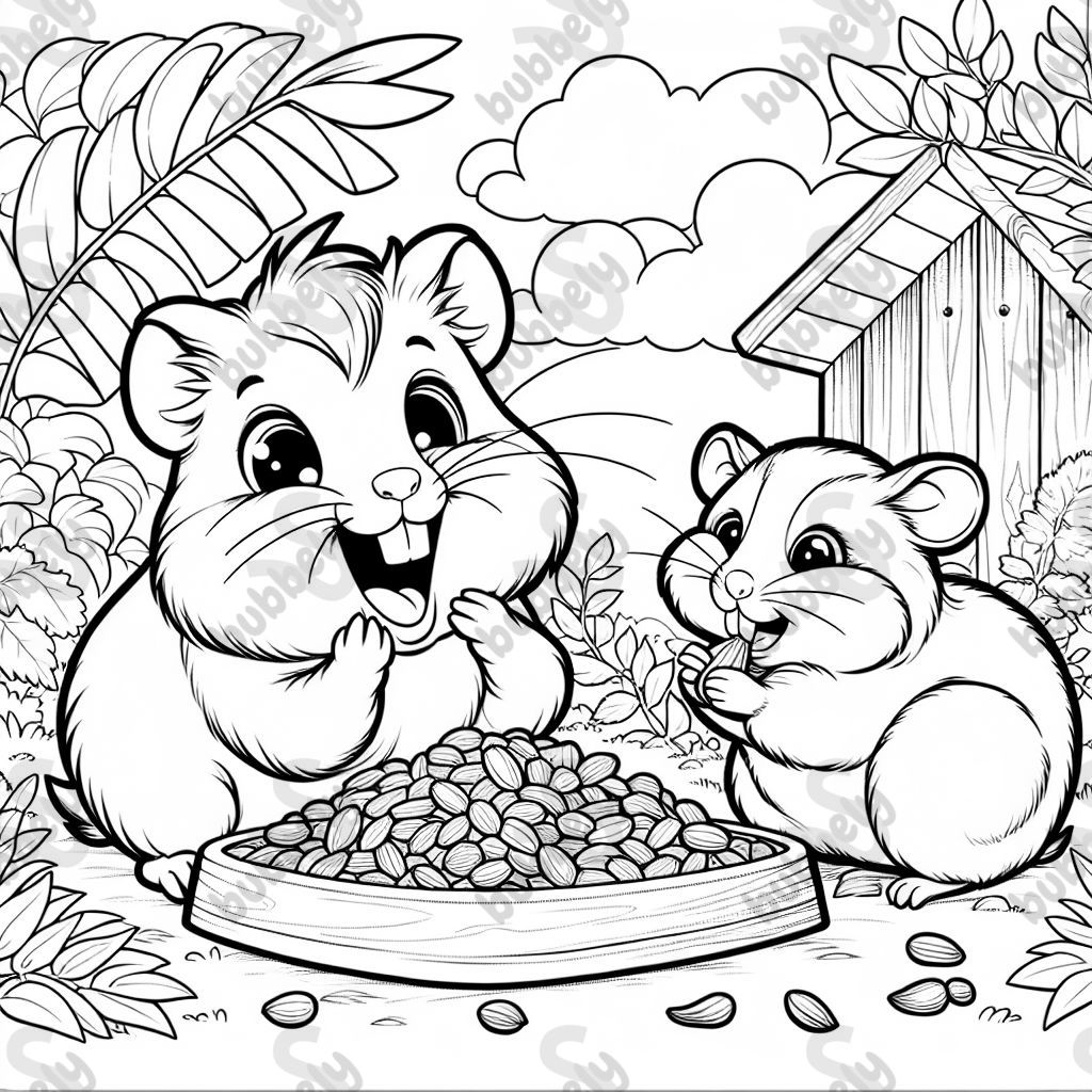 guinea pig and hamster eating seeds