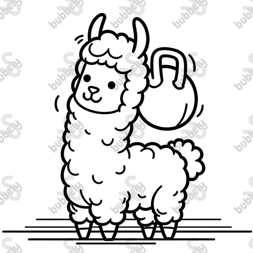 Ein Llama das eine Kettlebell hochhebt