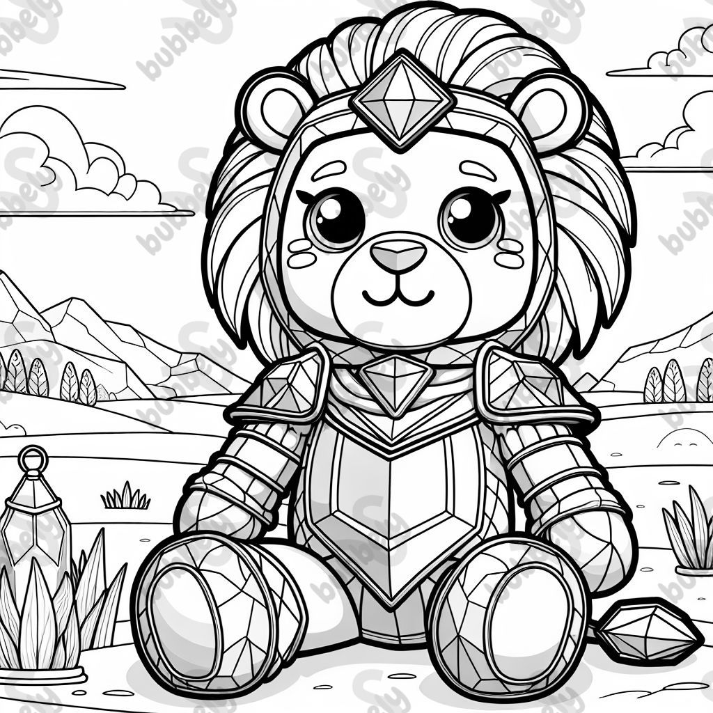 A plush lion in diamond armor