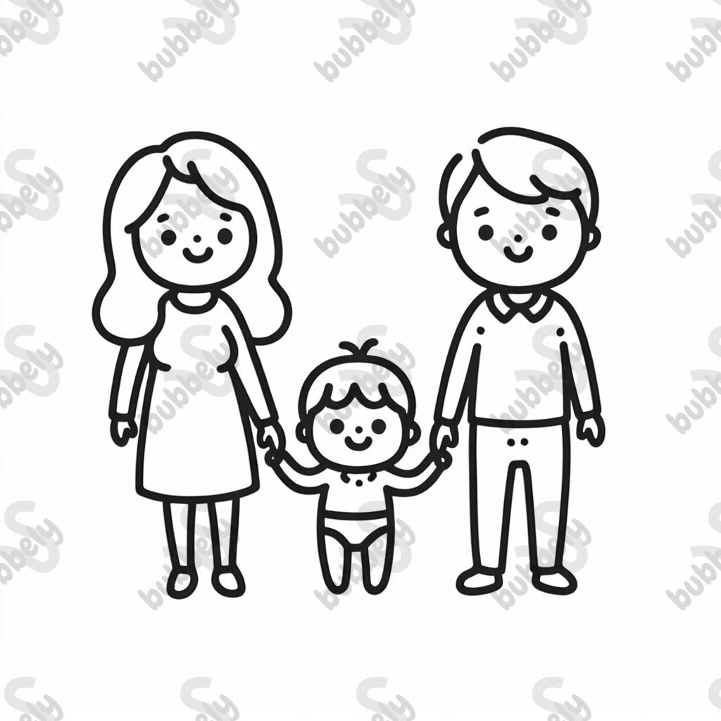 a mommy, daddy and toddler together