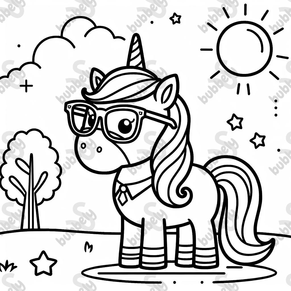A unicorn with nerdy glasses