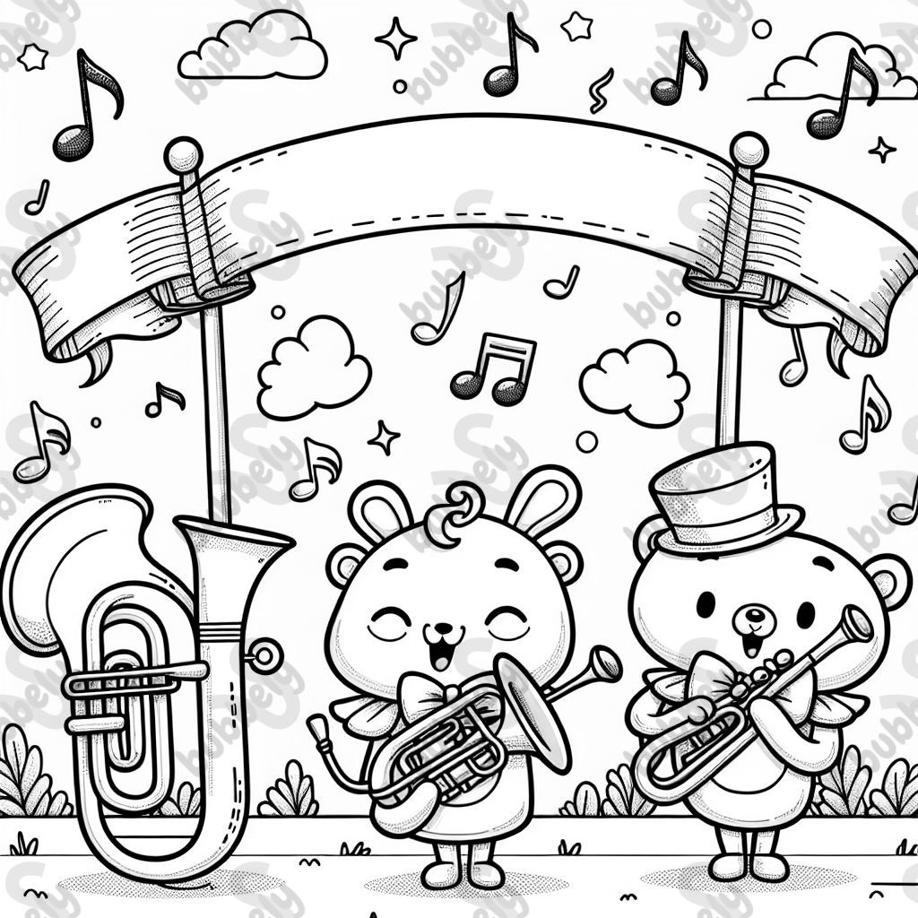 Lustig trompete horn klarinette noten mit leerem Banner