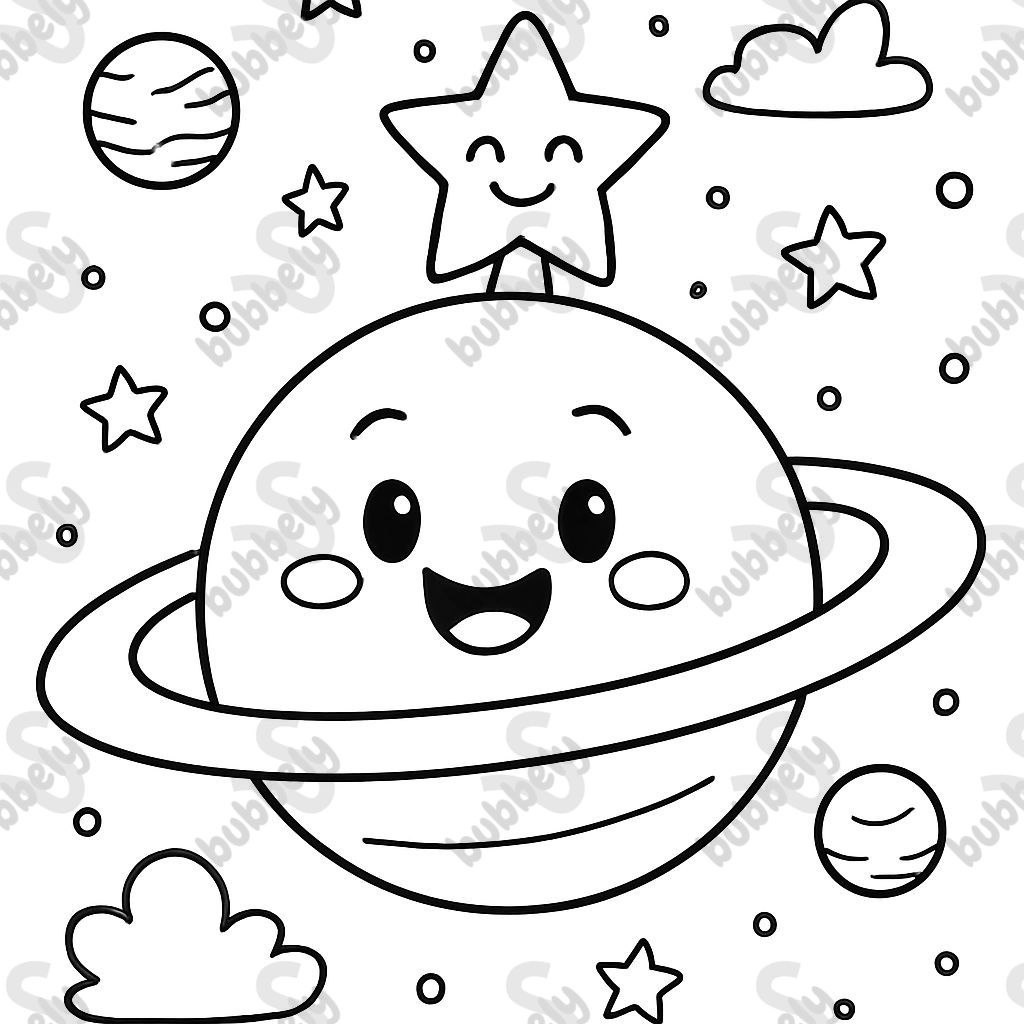 No face planet Saturn with star on top.