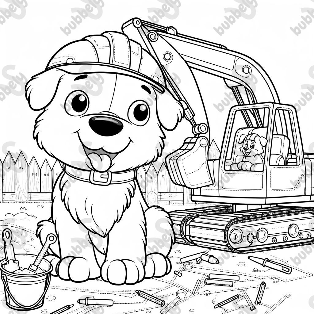 Chien sur un chantier