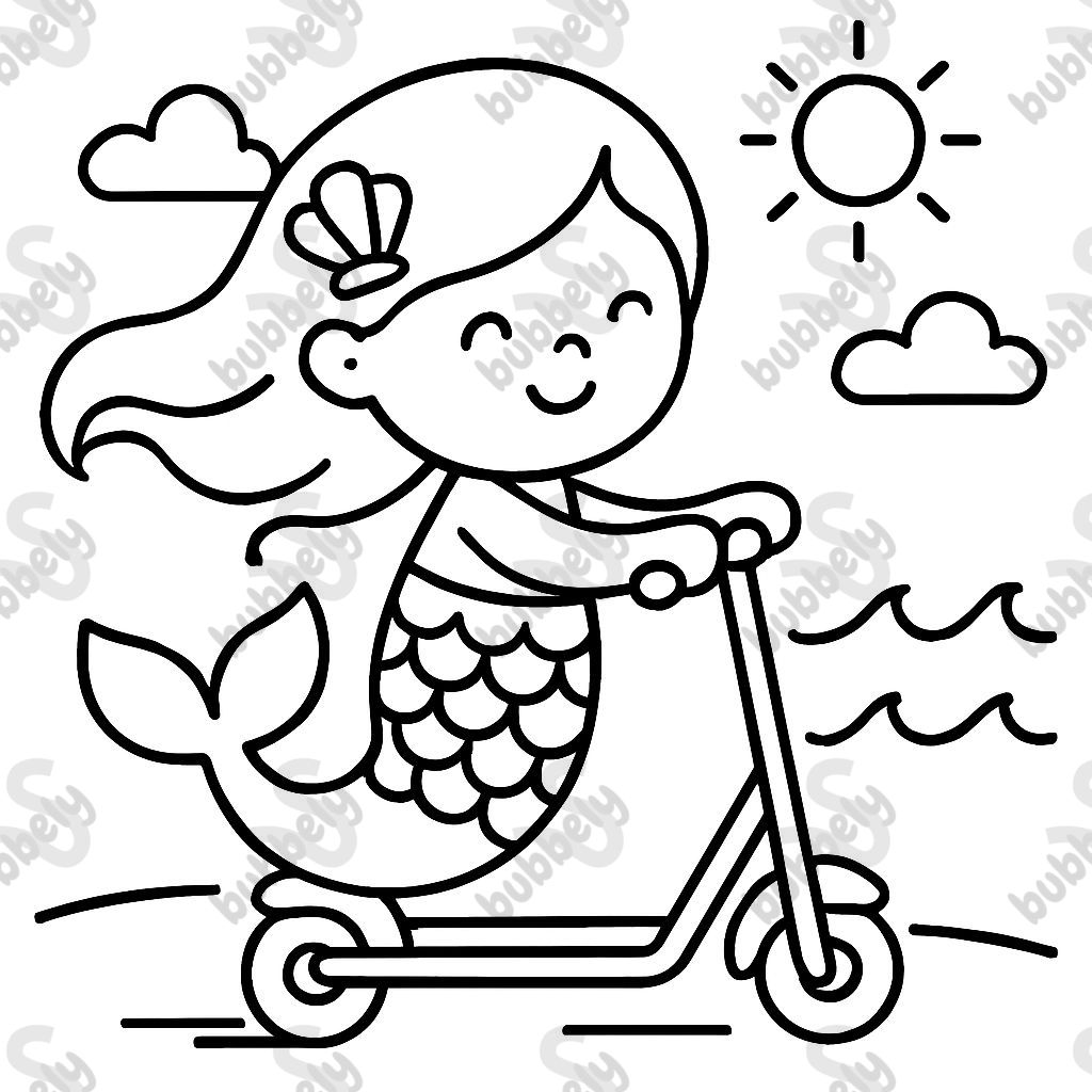 a mermaid on a scooter