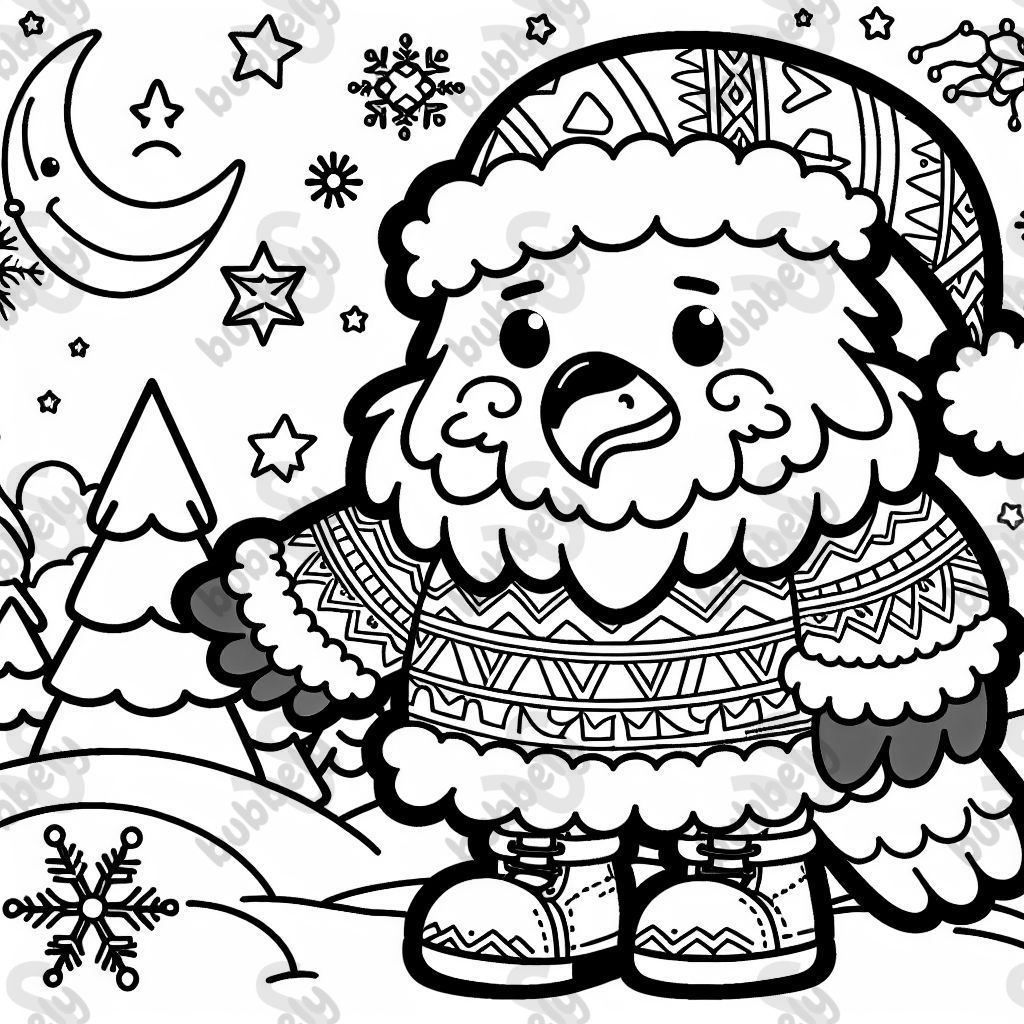 west coast indigenous style eagle wearing santa costume