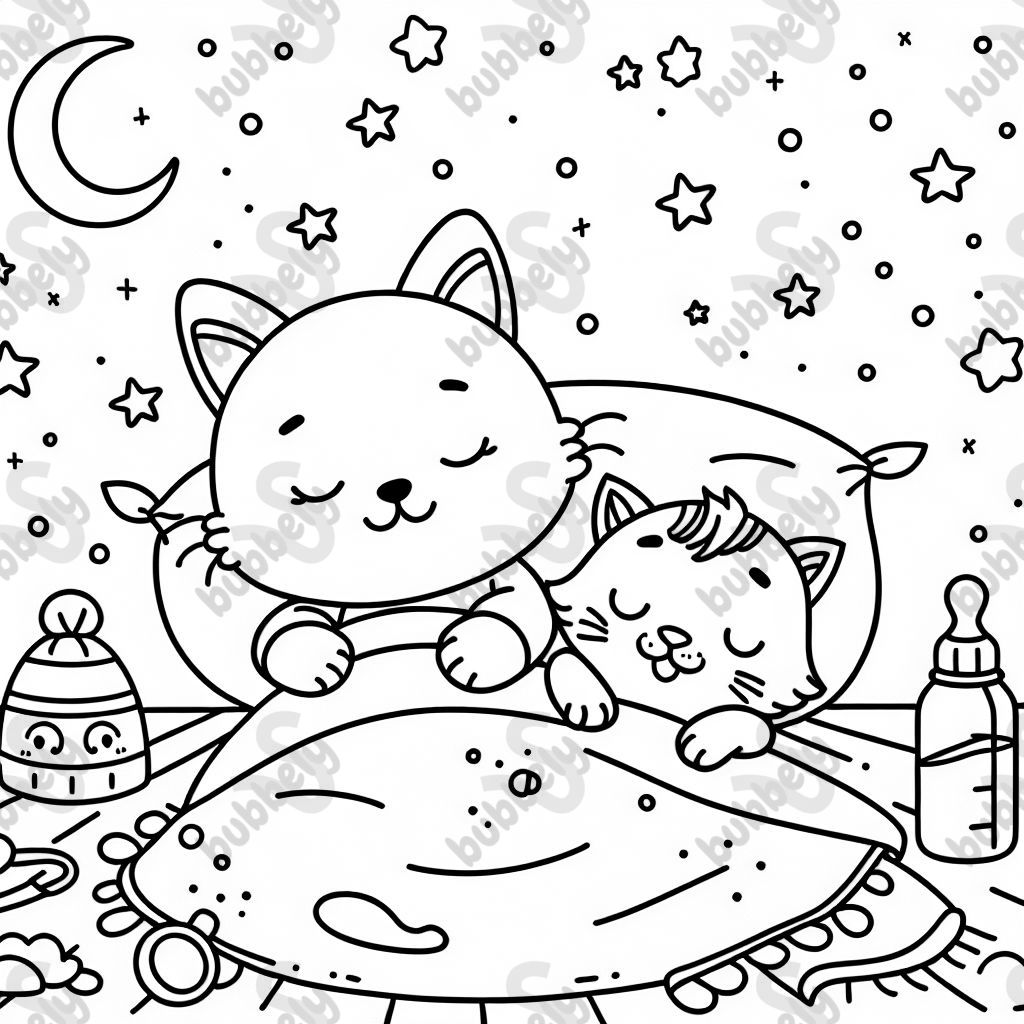 eine Katze, die mit einem Baby Mädchen kuschelt.