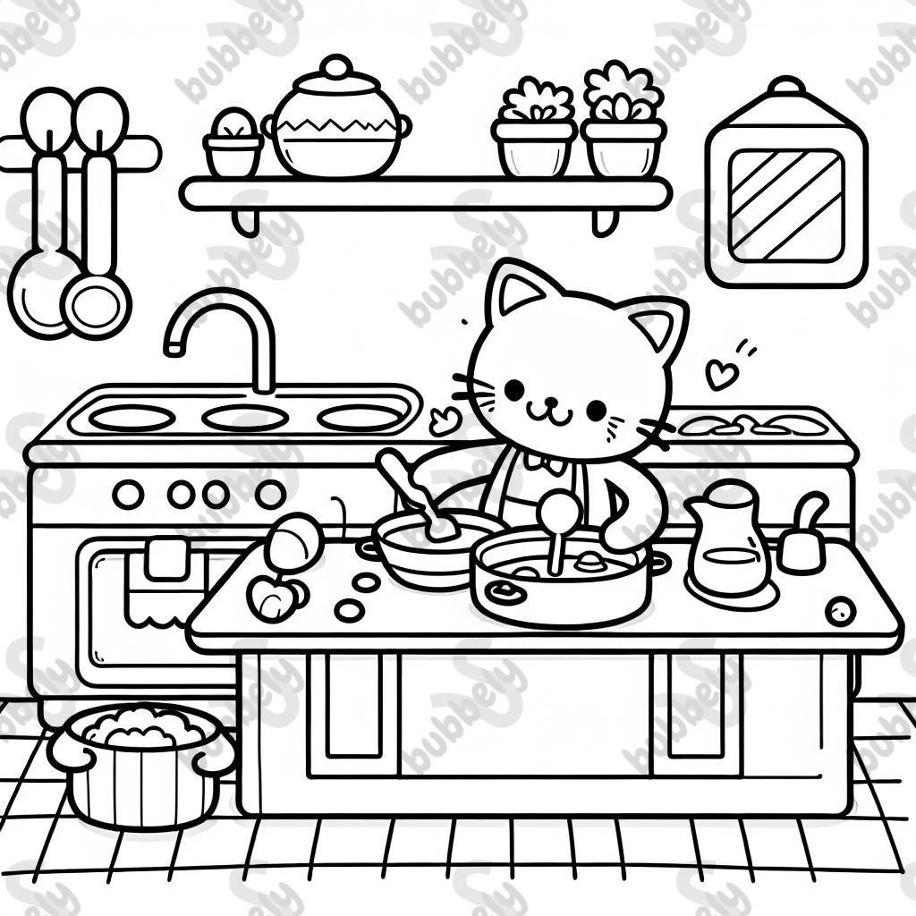 cat in kitchen