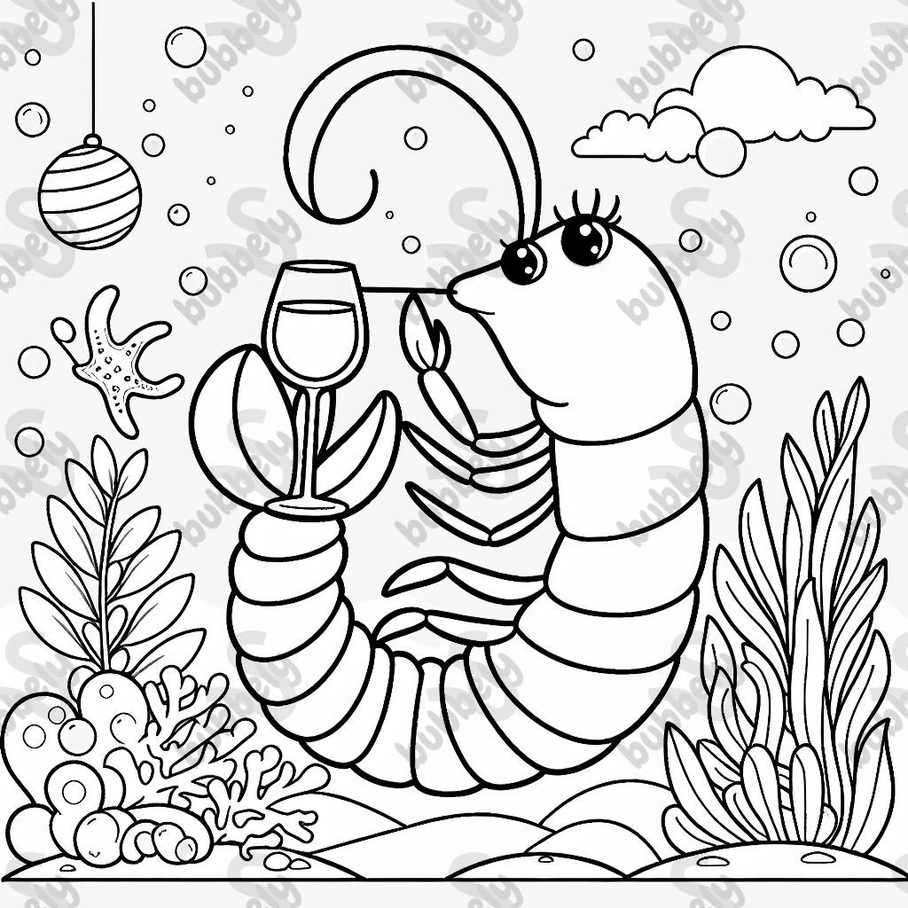 Ein schrimp trinkt ein Glas wein