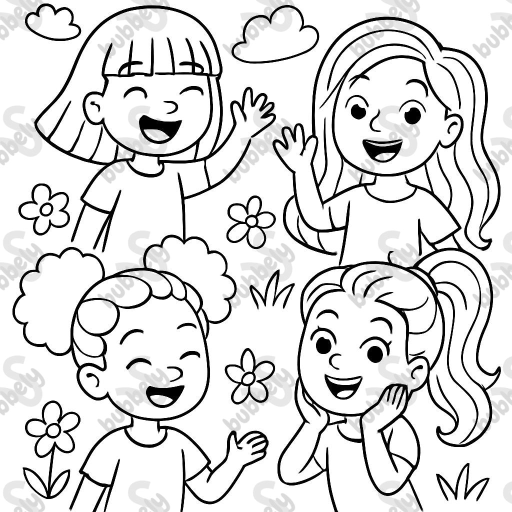 several girls with beautiful hair