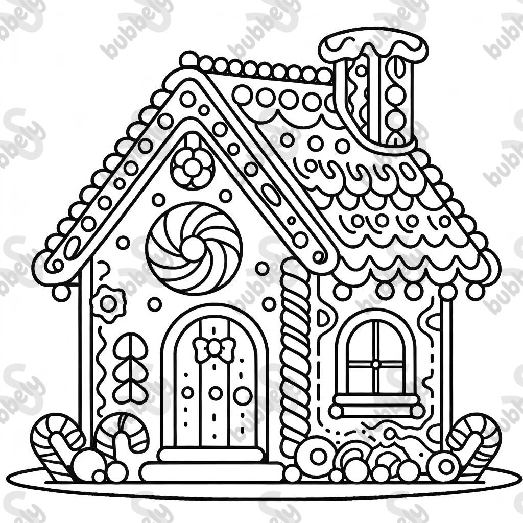 Gingerbread house with a lot of candy