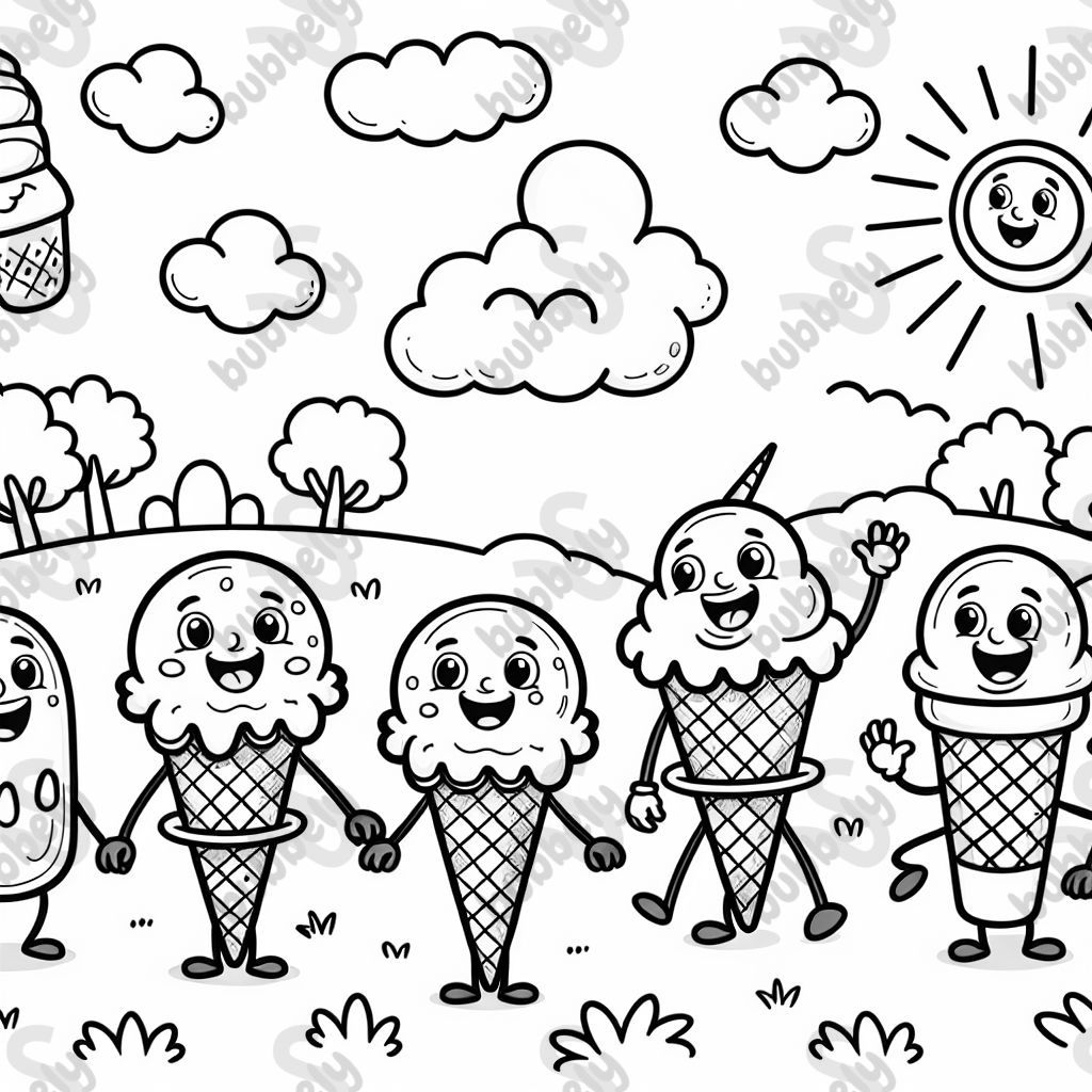 Ice cream with ice cream friends