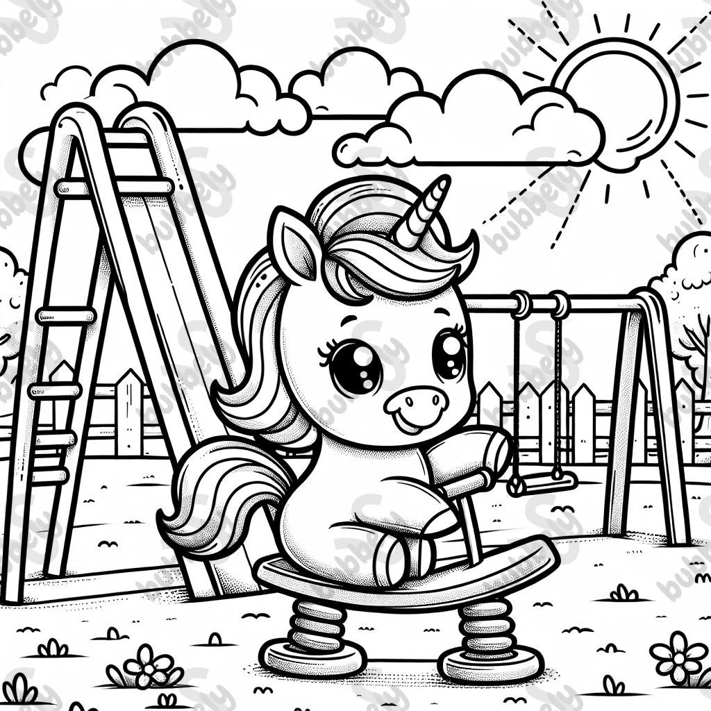 A unicorn on a playground
