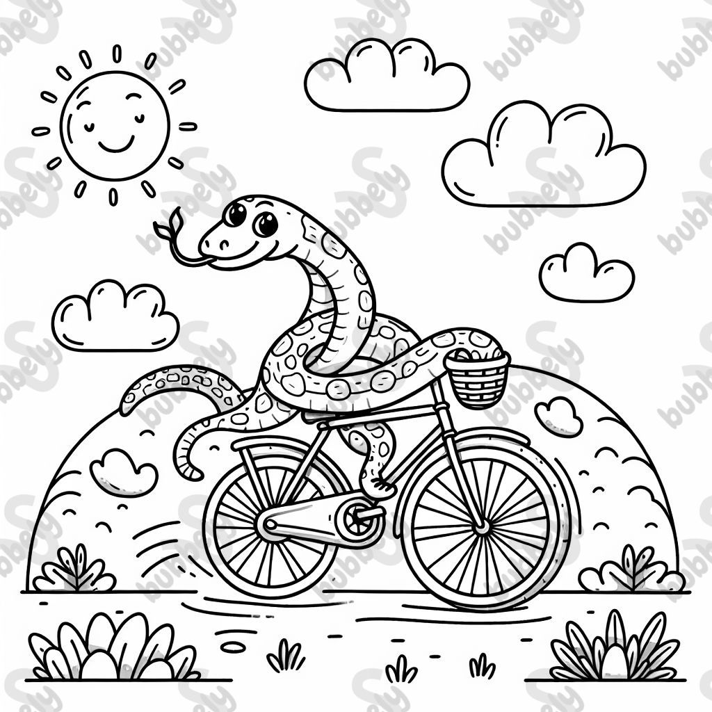 a snake riding a bike