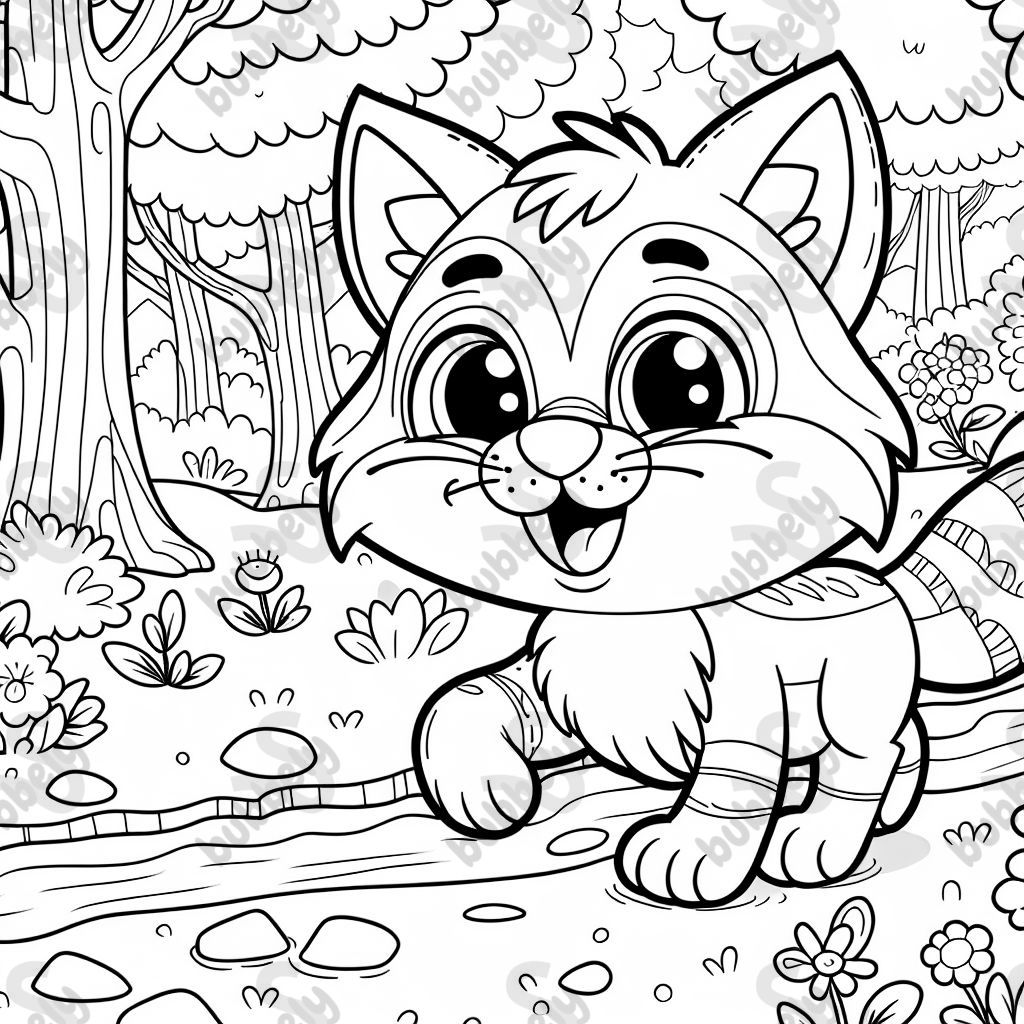 a smiling cartoon bobcat