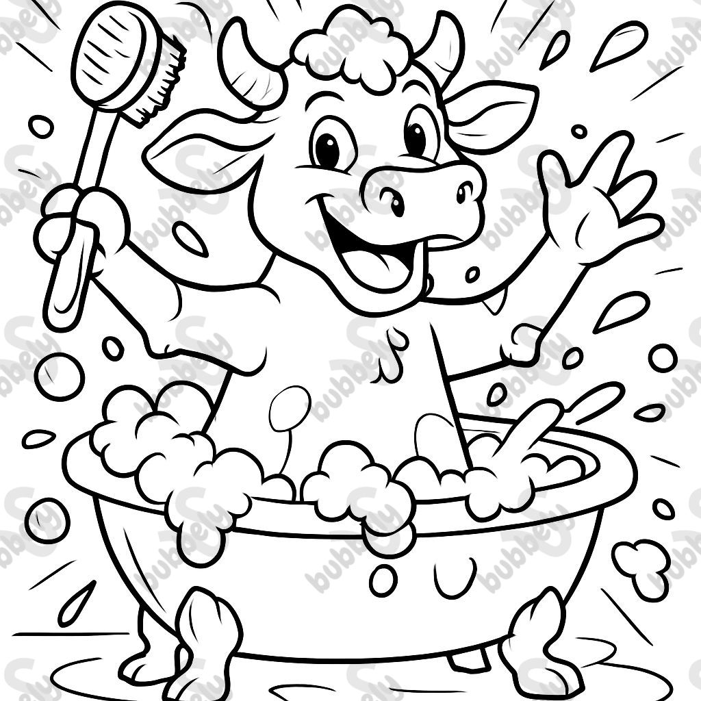 vache suisse brune prenant un bain
