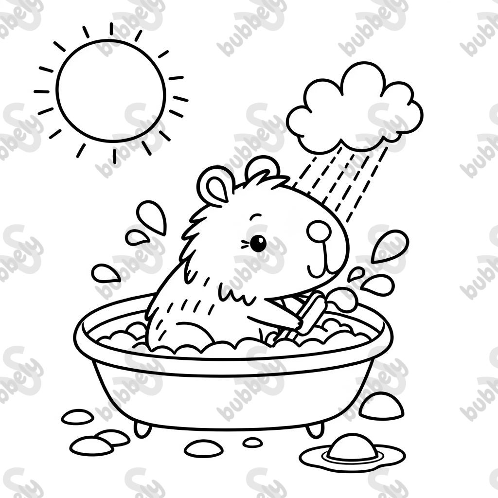 A capybara taking a bath