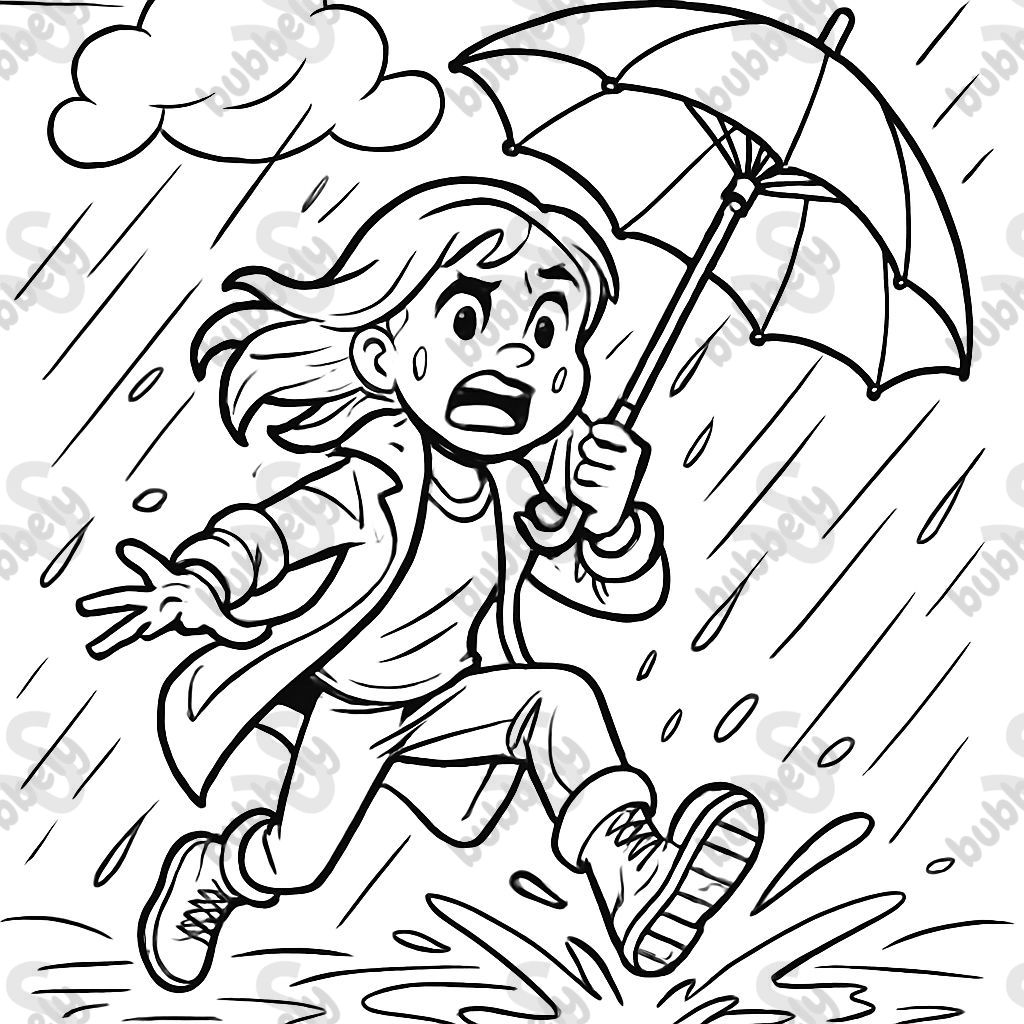 Une fille sous la pluie.