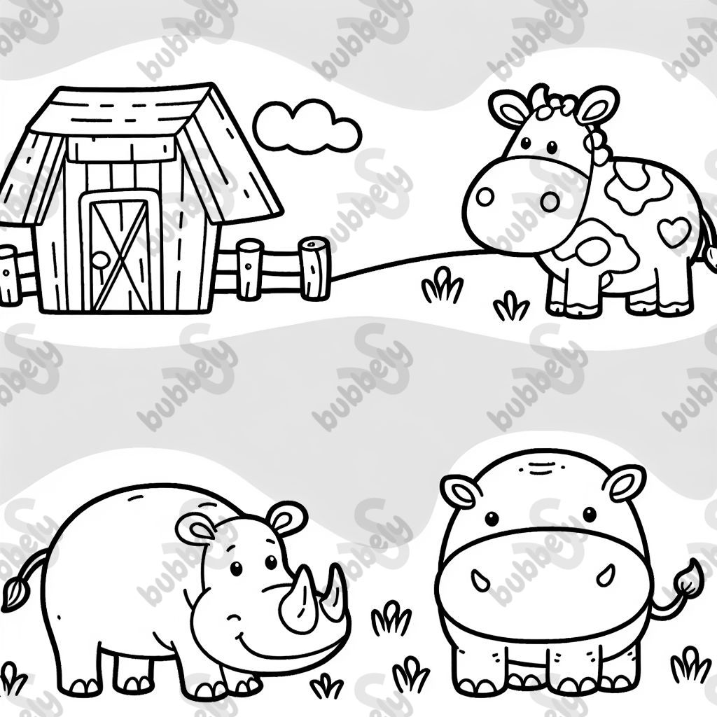 Cow hippo and rhino