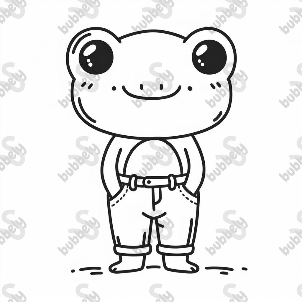 a frog with pants