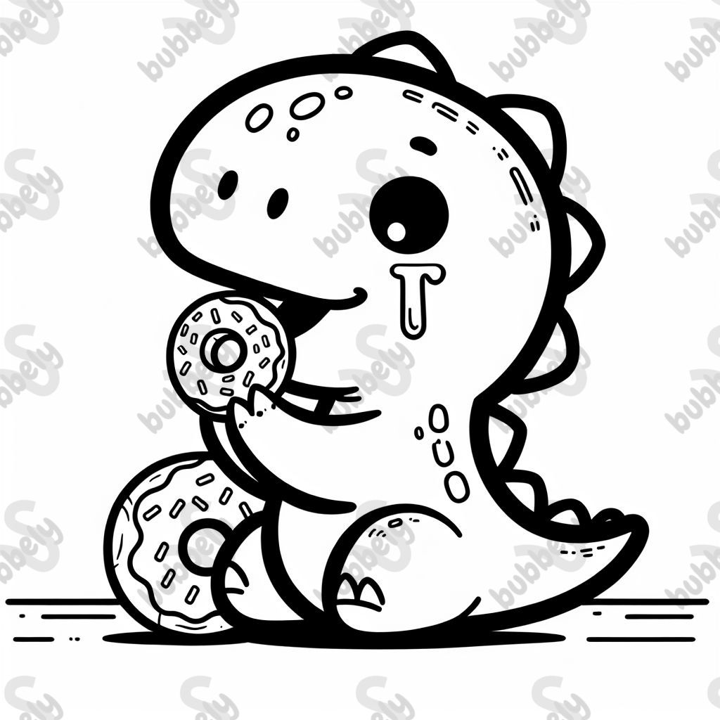 Brontosaurus eating a donut