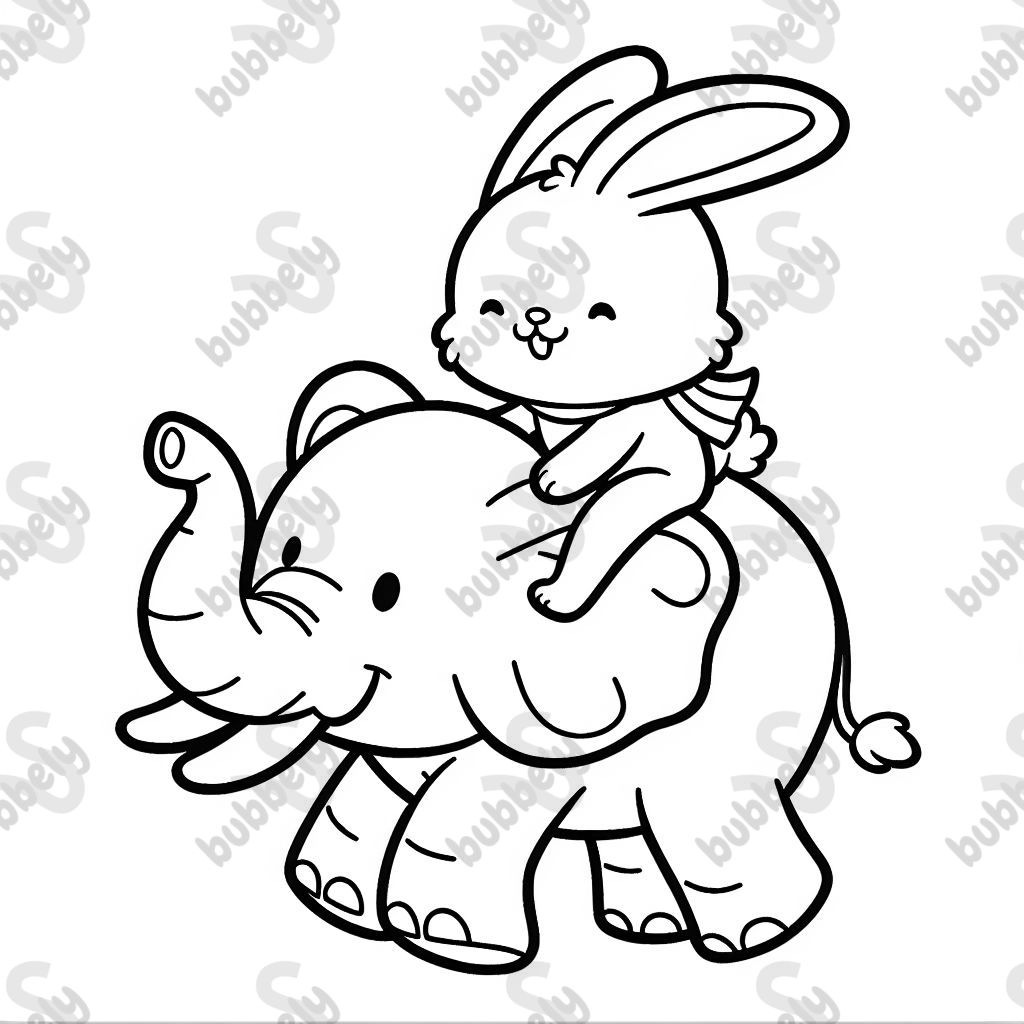 Hase reitet auf Elefant