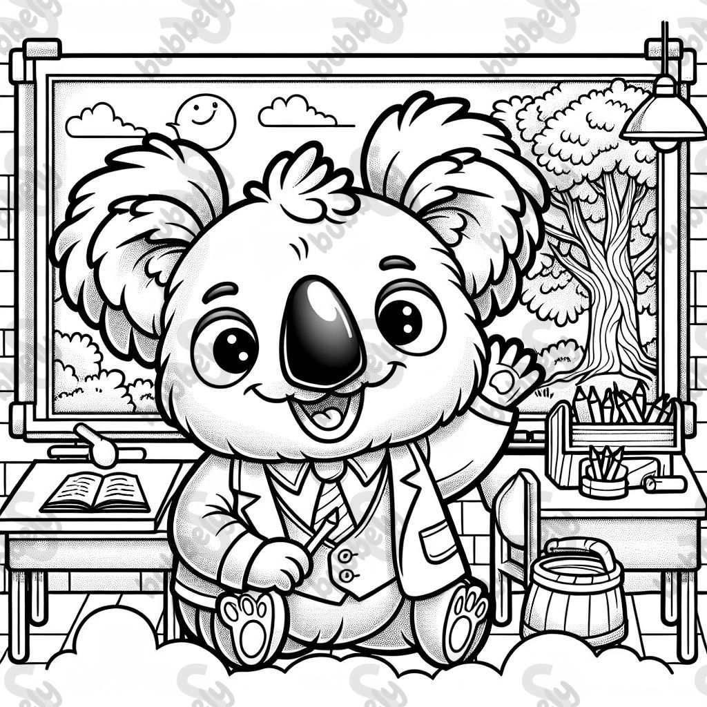Un koala enseignant aux enfants.