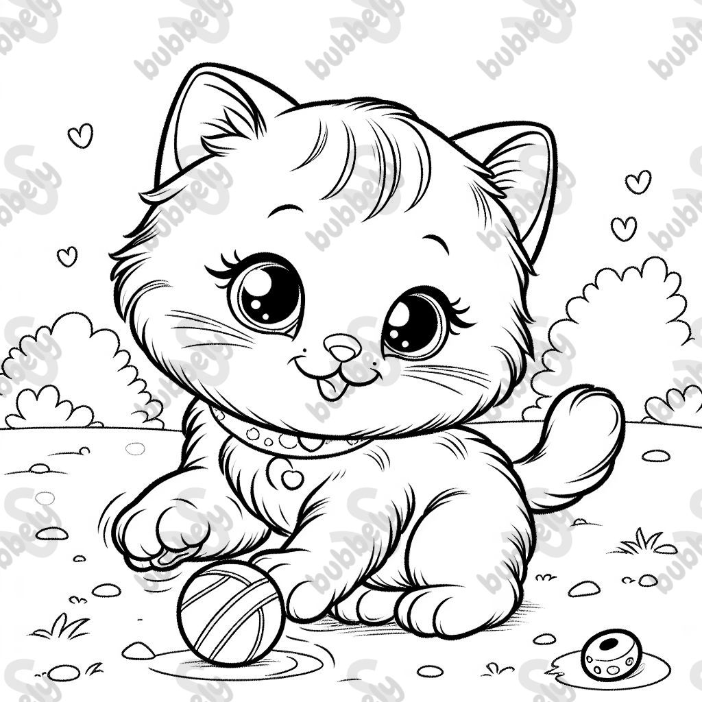 A happy cute kitty playing by herself