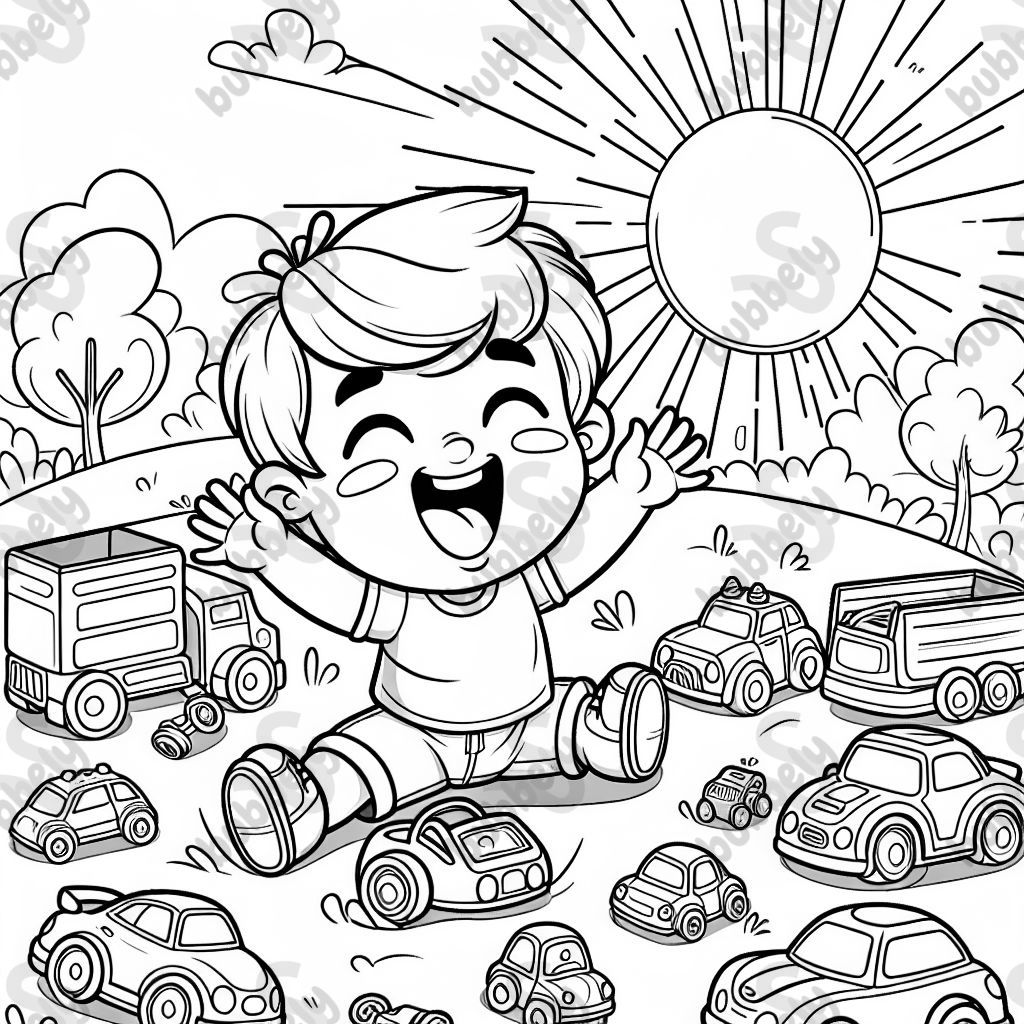 Little boy playing with cars