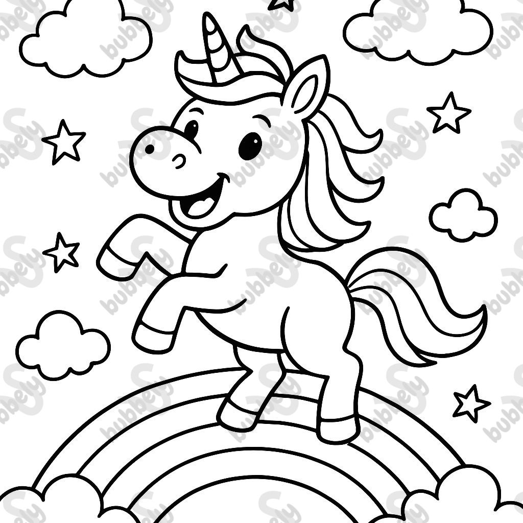 a unicorn on a rainbow