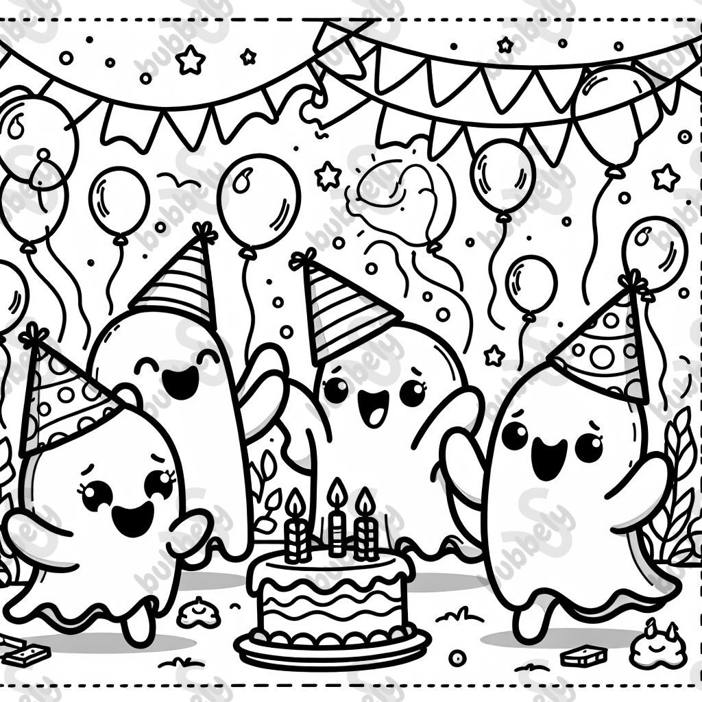 nette Gespenster, die Geburtstag feiern