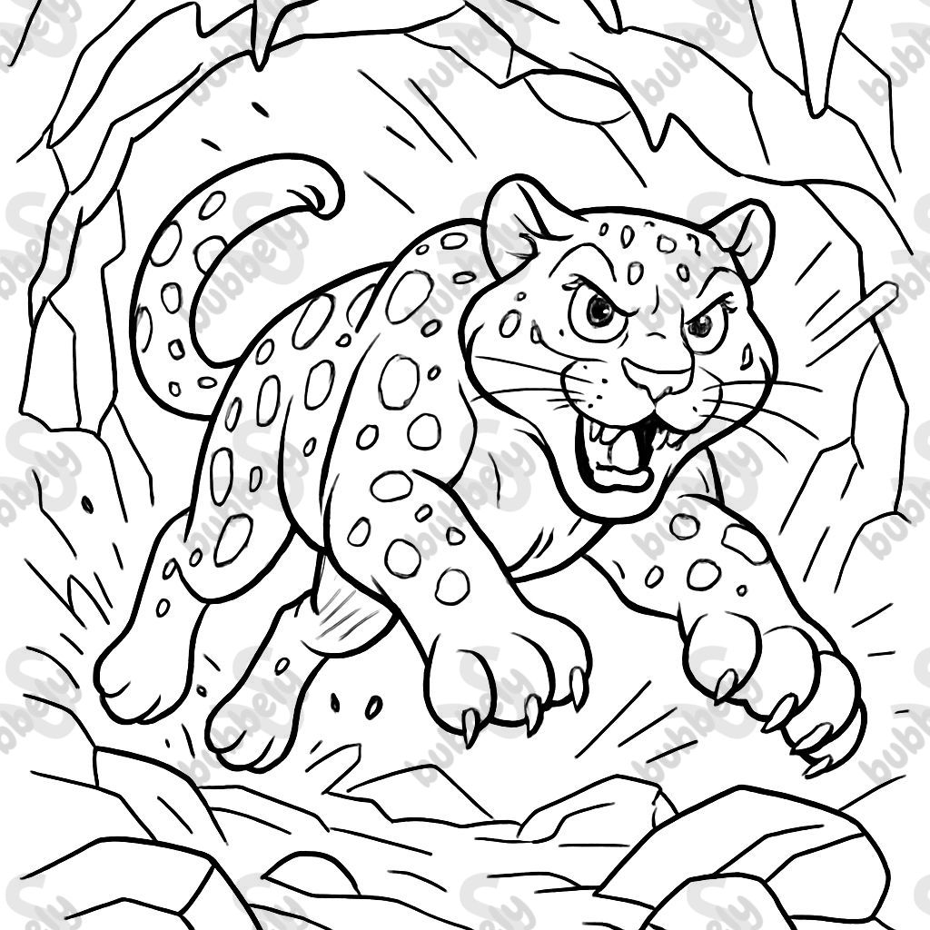 snow leopard in a cave