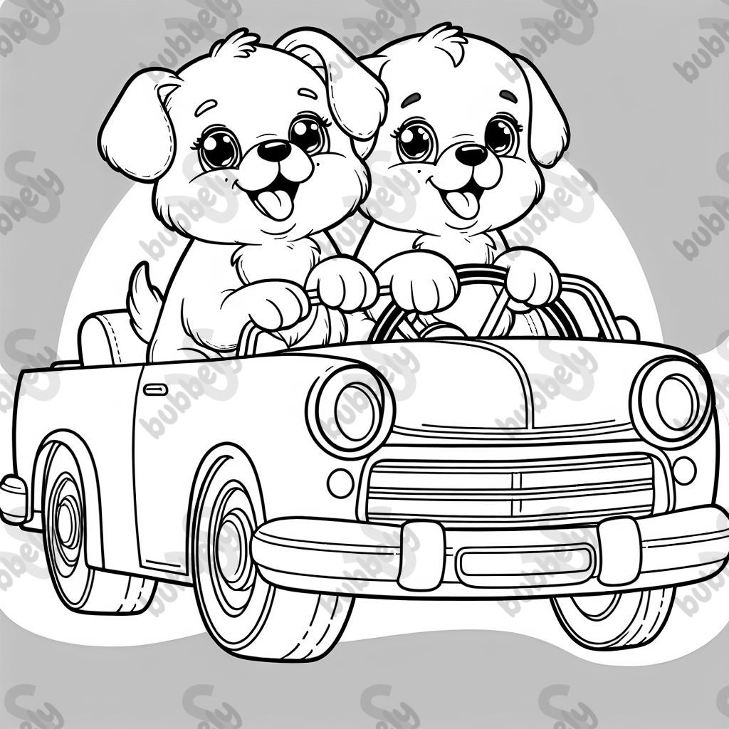 puppies in a car