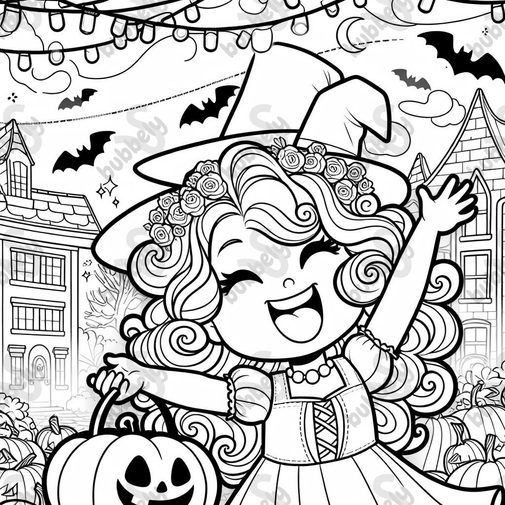 Ein mädchen mit blonden locken mit halloween 